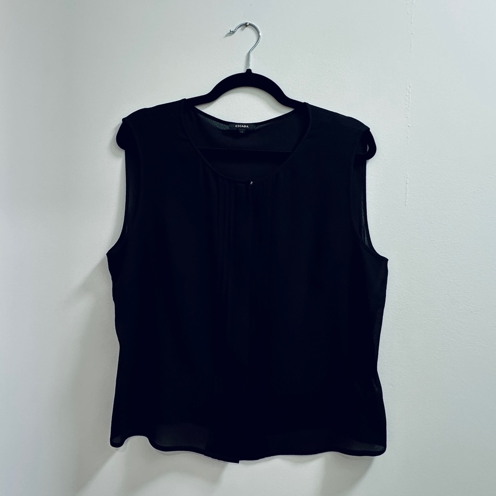 Escada Vintage Black Silk Sleeveless Top with button details - Picture 5 of 11